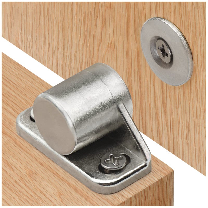 sunivaca Magnetic Door Catch  4 Pack Pull Strong Magnet Cabinet Latches Premium Quality Zinc Alloy Hardware Cabinet Magnetic Catch for Kitchen Closet Door Closing Magnetic Door Catch Cupboard Closer - Silver - Image 1